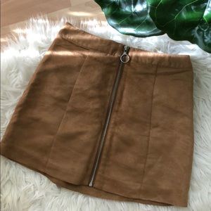 Tan faux suede retro skirt